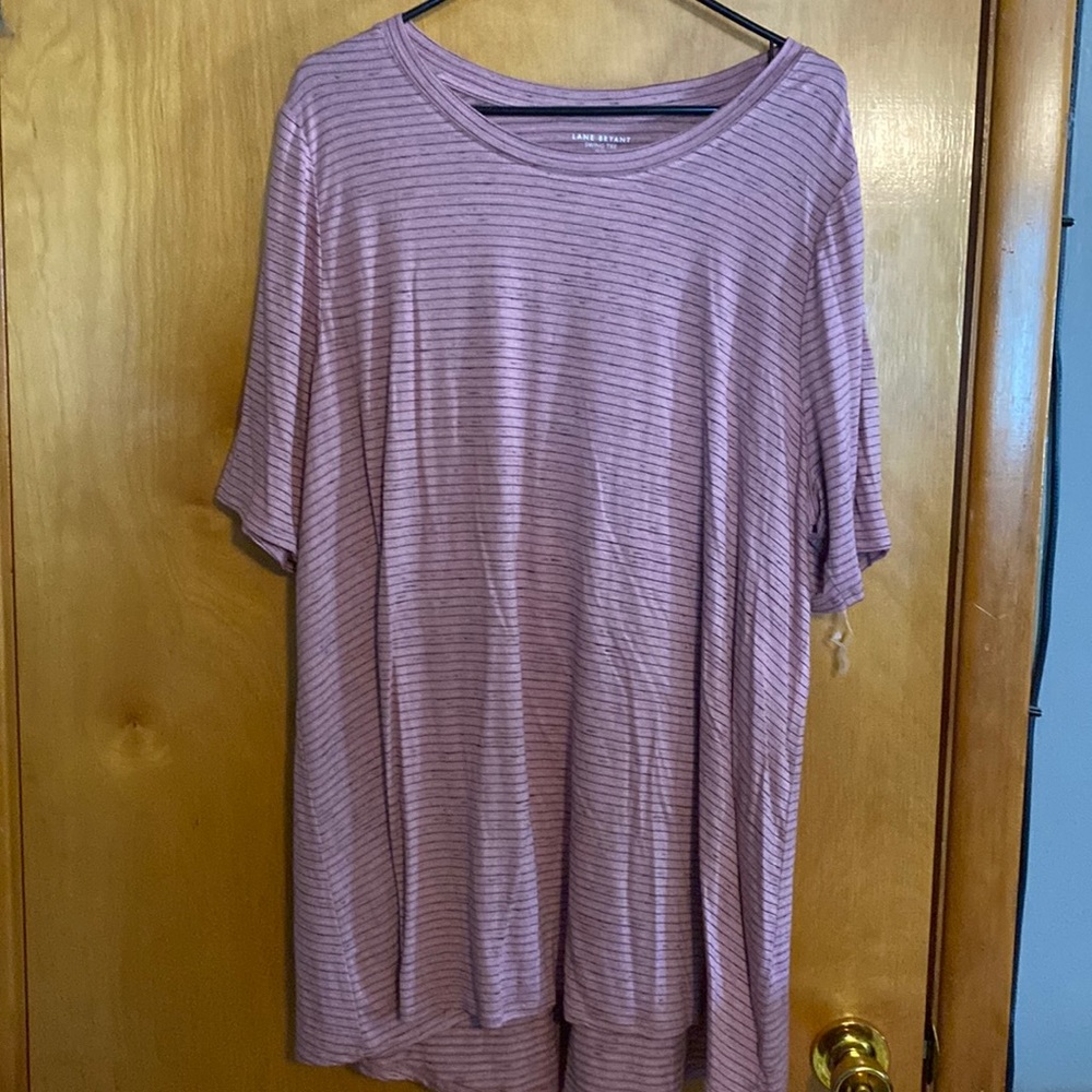 Lane Bryant pink striped tunic top